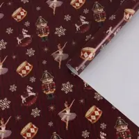 Бумага упаковочная глянцевая &laquo;Щелкунчик на бордовом&raquo;, 60&times;90 см