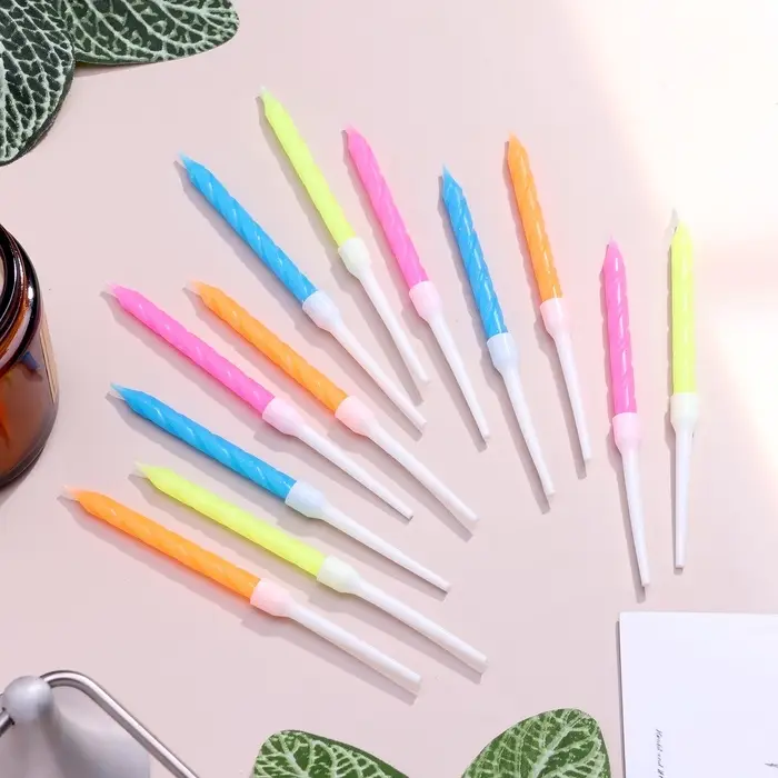 Свечи для торта &laquo;Неон&raquo;, 14 см, 10 шт., разноцветные