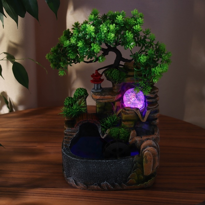 Фонтан Фонтан "Каменные ступеньки под деревом" 27х16 см (с подсветкой)