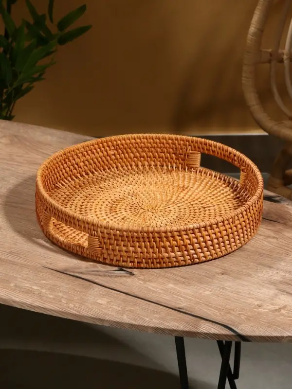 Поднос круглый, 35&times;6 см, ротанг