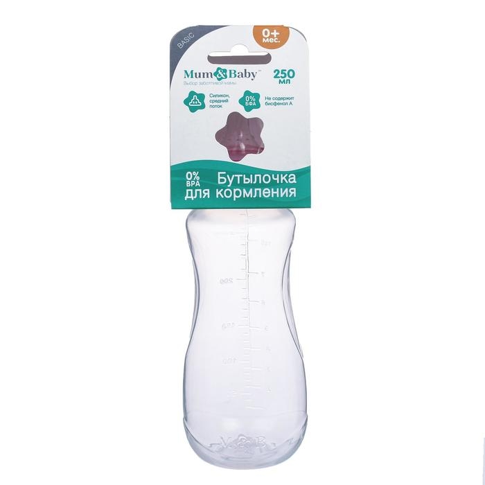 Бутылочка для кормления, классическое горло, приталенная, 250 мл., от 3 мес., цвет красный