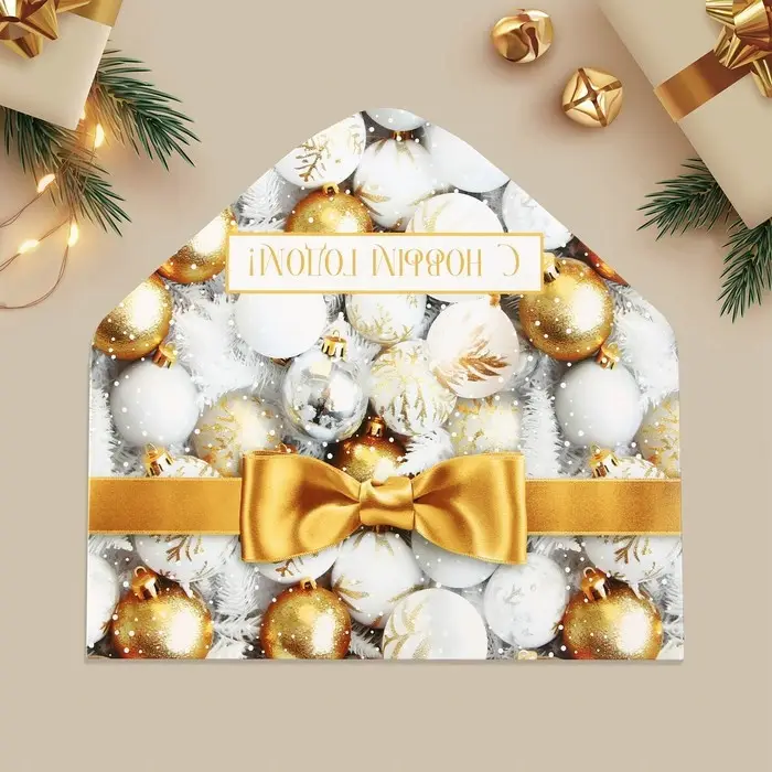 Конверт для денег «С Новым годом!», ёлочные игрушки, 16.5 х 8 см