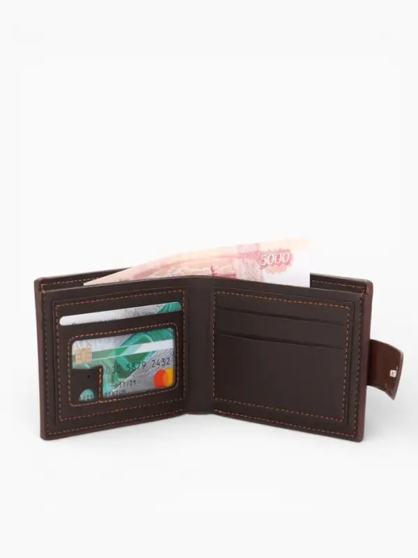 Портмоне мужское &laquo;Орёл&raquo;, на кнопке, два отделения, коричневое