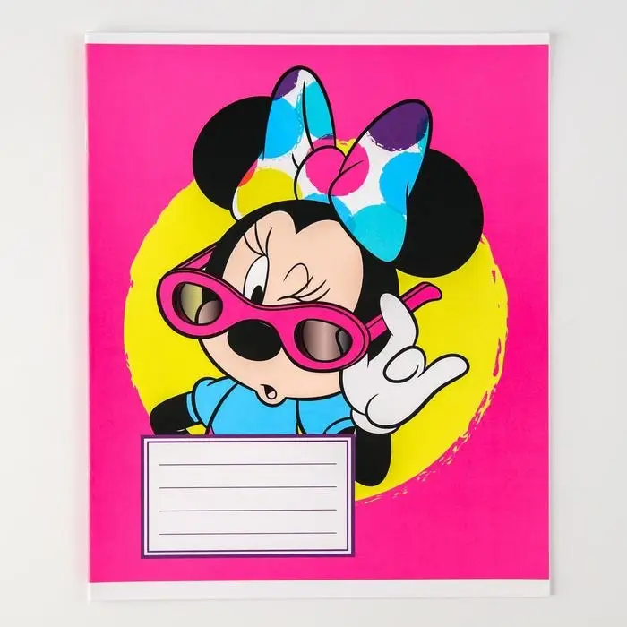 Тетрадь в линейку 12 листов, 5 видов МИКС, обложка мелованная бумага, &laquo;Минни Маус&raquo;