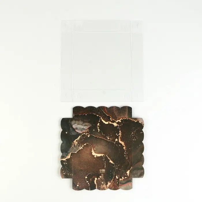 Коробка для печенья, кондитерская упаковка с PVC крышкой, «Мрамор», 15 х 15 х 3 см Коробка для печенья, кондитерская упаковка с PVC крышкой, «Мрамор», 15 х 15 х 3 см