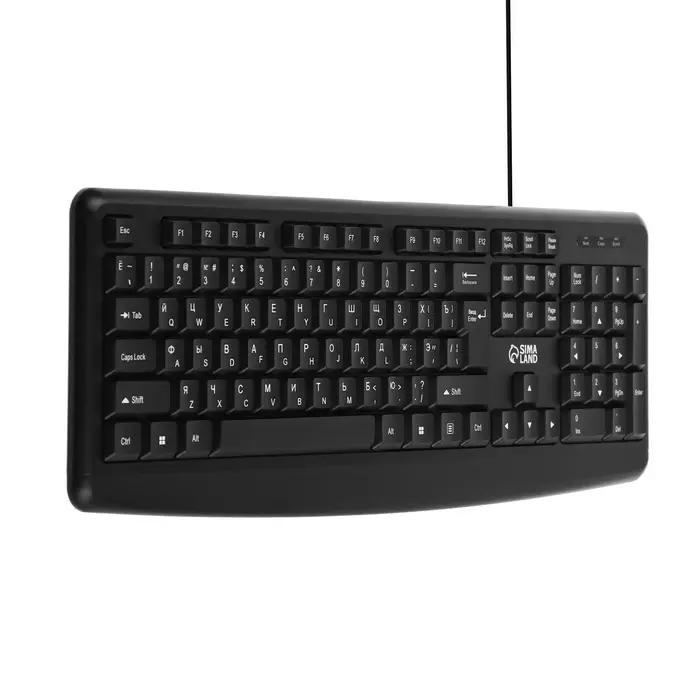 Клавиатура компьютерная Sima-Land SL-01, проводная, мембранная, 104 клавиши, USB, 1.5 м, черная