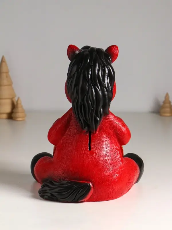 Копилка "Конь с подковой" 24 см, красный