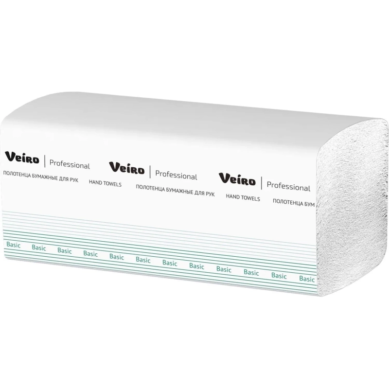 Полотенца бумажные д/дисп Veiro Prof Basic 1сл 250лx20пач/кор V-слож KV104