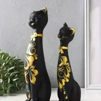 Набор фигур 2 шт. керамика &laquo;Love - коты&raquo;, со стразами, 26 см, чёрный