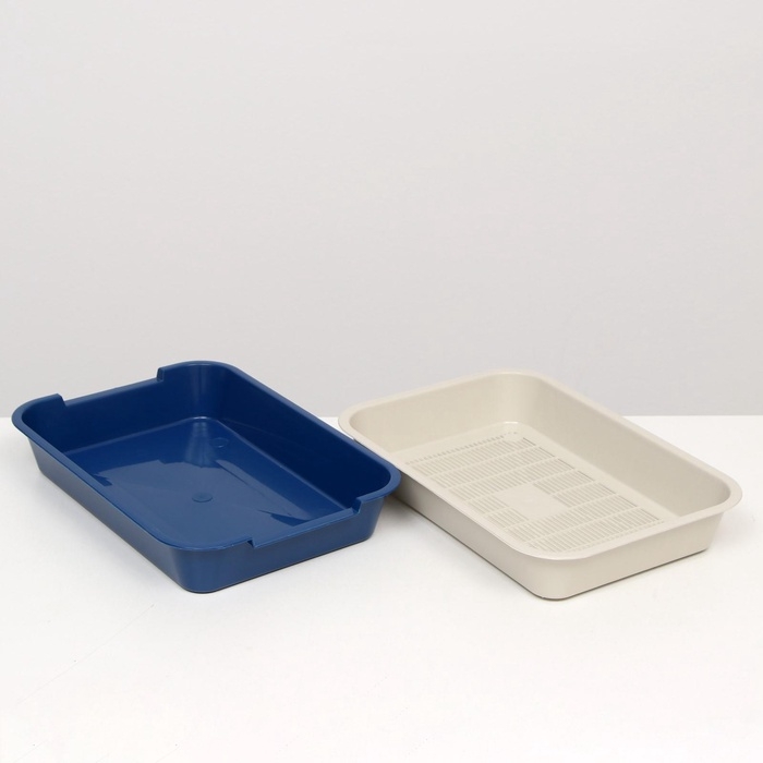 Туалет средний с сеткой 36 х 26 х 6,5 см, синий/бежевый Туалет средний с сеткой 36 х 26 х 6,5 см, синий/бежевый