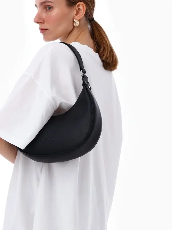 Сумка женская багет TEXTURA на молнии, 28&times;6.5&times;15 см, чёрная