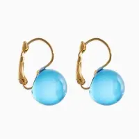 Серьги пластик "Шар №14", цвет синий в золоте