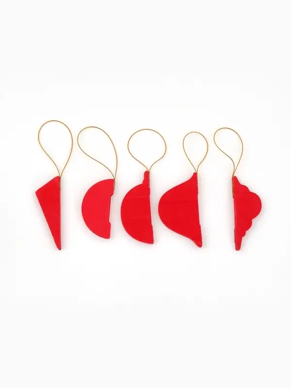Елочные игрушки из бумаги, набор 5 штук, цвет красный Елочные игрушки из бумаги, набор 5 штук, цвет красный