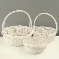 Набор корзин из 3 шт, 35х35х14/35 см, 30х30х12,5/30 см, 25х25х11/25 см, белый, ива