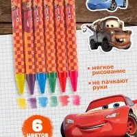 Восковые мелки - карандаши «Тачки», 6 цветов