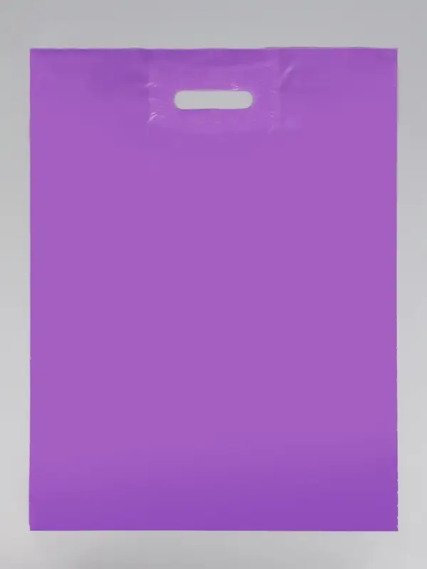 Пакет с вырубной усиленной ручкой ПВД, Фиолетовый, 40&times;50 см, 45 мкм