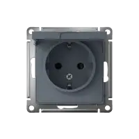 Розетка ATLASDESIGN с заземлением со шторками с крышкой 16А IP20 механизм грифель