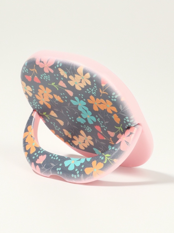 Зеркало карманное «Узор», с подставкой, 8 × 8 см, цвет чёрный