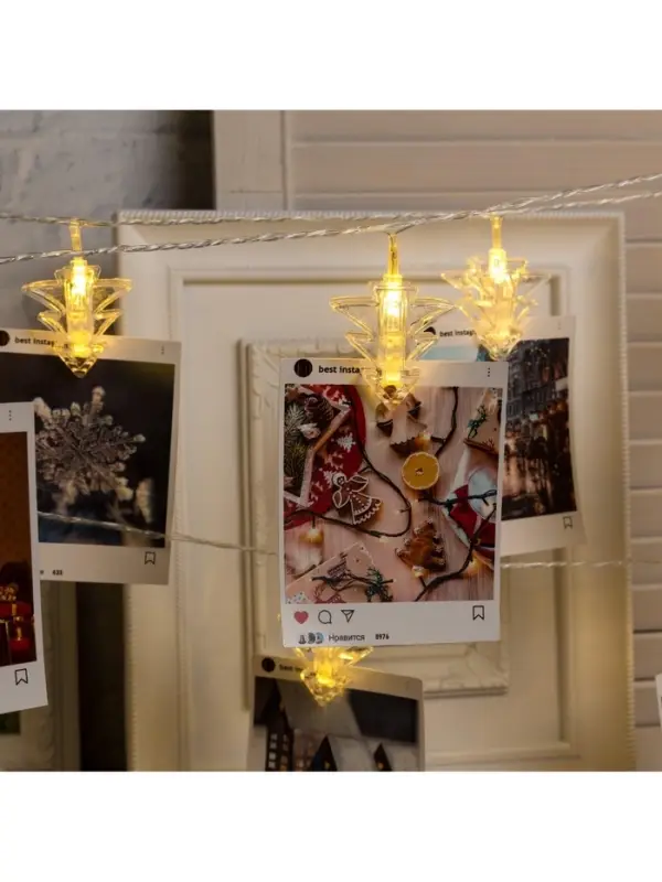 Гирлянда &laquo;Нить&raquo; 4.5 м с насадками &laquo;Прищепки-ёлочки&raquo;, IP20, прозрачная нить, 20 LED, свечение тёплое белое, 220 В