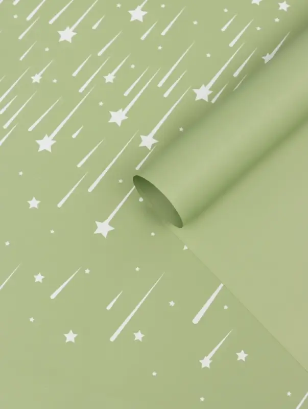 Пленка флористическая для цветов &laquo;Звездопад&raquo;, нежно-зелёная, 57&times;57 см