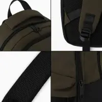 Рюкзак, 27*14*39 см, 2 отд 3н/карм, Комби, Водонепрон. дно, зеленый/черн