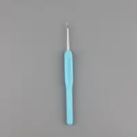 Крючок для вязания, с пластиковой ручкой, d=2.5 мм, 14 см, голубой