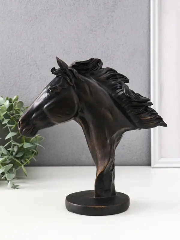 Сувенир полистоун бюст Сувенир полистоун бюст "Вороной конь" 21х9х22 см