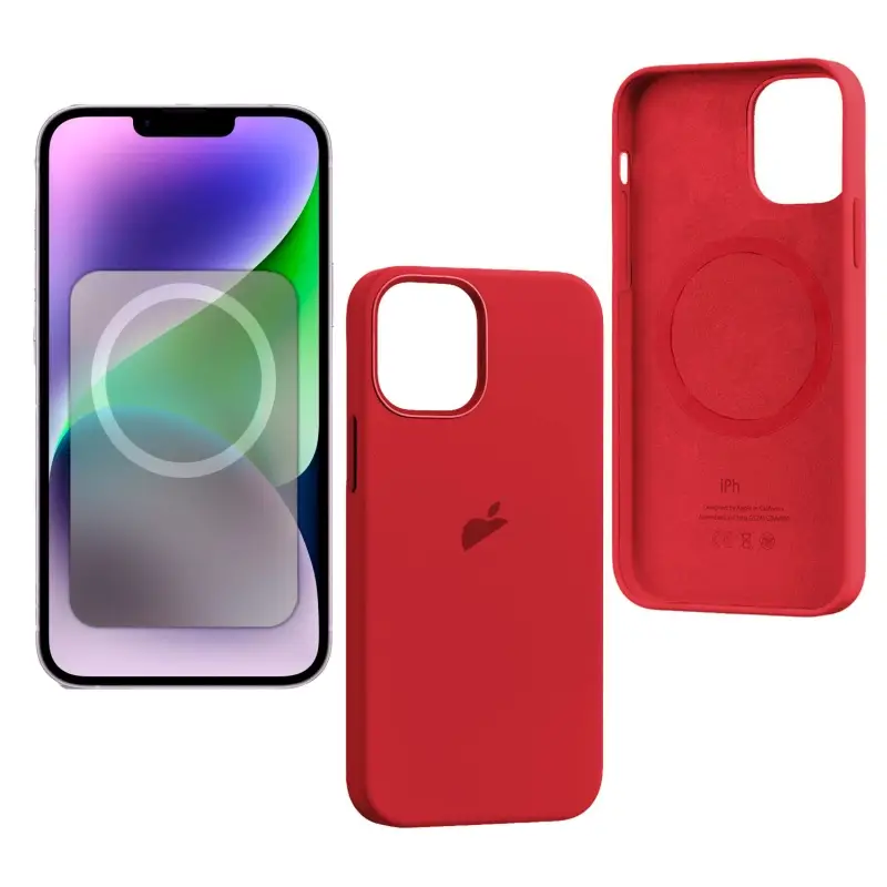 Чехол для iPhone 14 Silicone Case 100% ORG Red (MagSafe) c LOGO