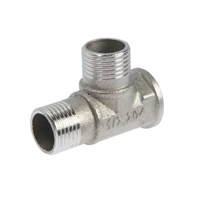 Тройник ZEIN engr, 1/2", внутренняя/наружная/наружная резьба, нержавеющая сталь