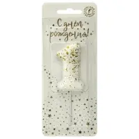 Свеча в торт "Белые брызги", цифра "1"