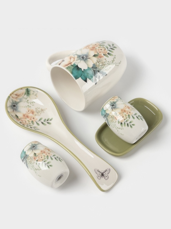 Подставка под чайный пакетик Доляна  Подставка под чайный пакетик Доляна "Цветы" цвет белый  12х9х1,5 см