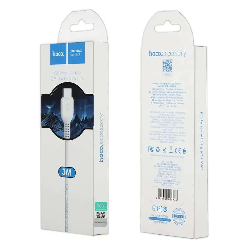 Кабель USB на Type-C 3M X20 HOCO белый