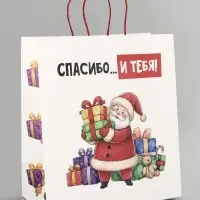 Пакет подарочный крафт &laquo;Спасибо и тебя&raquo;, 28&times;32&times;15 см