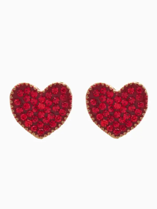 Серьги со стразами &laquo;Сердце&raquo; sweet love, цвет красный в золоте