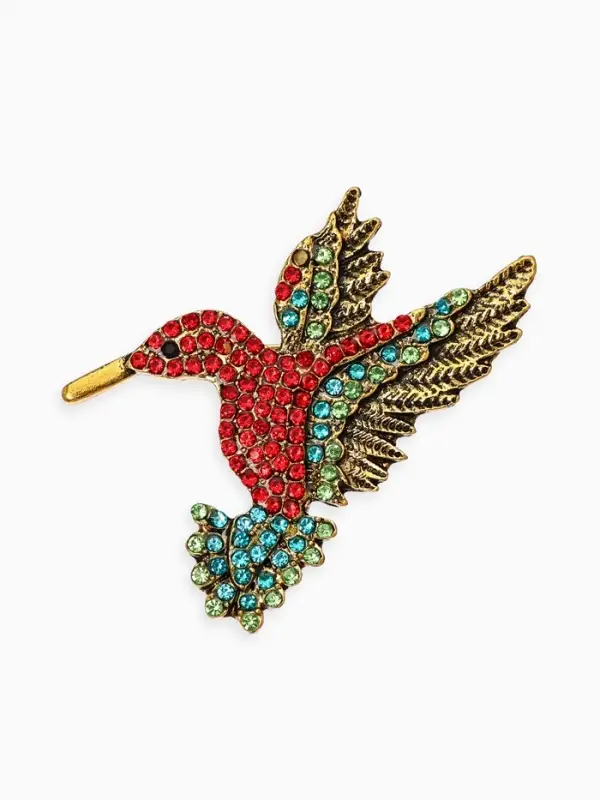 Брошь Брошь "Калибри", цветная в чернёном золоте