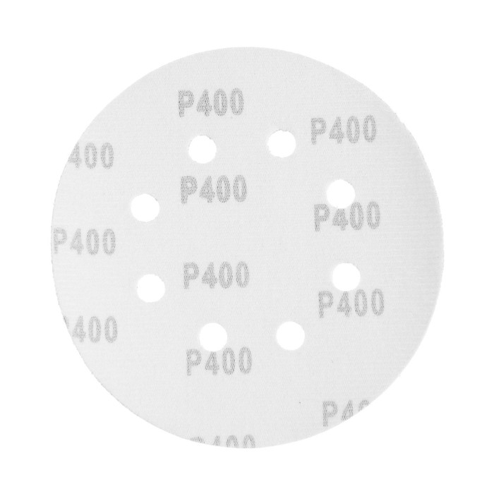 Круг абразивный шлифовальный под  Круг абразивный шлифовальный под "липучку" ТУНДРА, перфорированный, 150 мм, Р400, 5 шт.