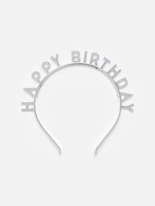 Ободок Ободок "Happy birtday" серебряный