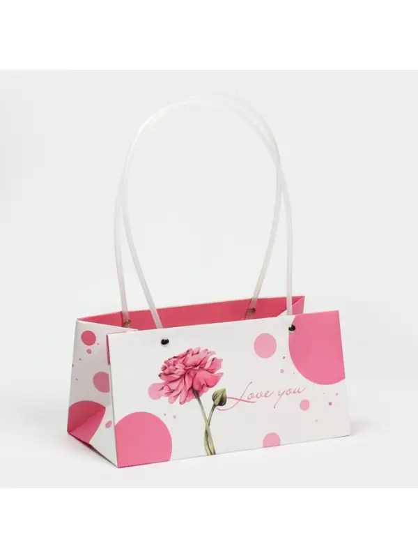 Пакет влагостойкий для цветов Love you, 24&times;12&times;12 см