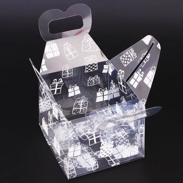 Коробка подарочная новогодняя складная ПВХ &laquo;Подарки&raquo; 8&times;8&times;8 см