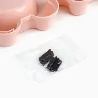 Миска двойная, 27.8&times;15.5&times;4 см, на пластиковой основе, металл, розовая