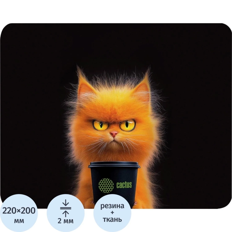 Коврик для мыши Cactus Red Cat 220x180x2мм (CS-MP-P11XS)
