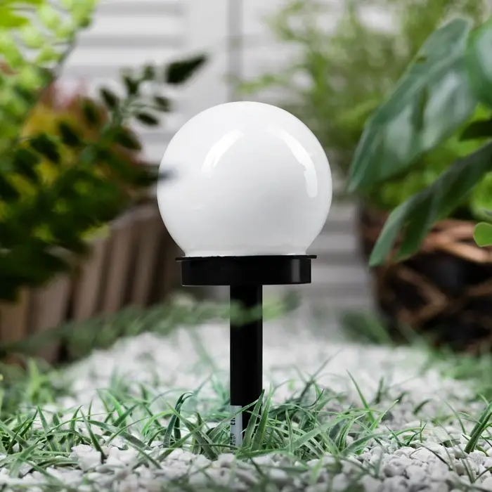 Садовый светильник &laquo;Малый шар&raquo;, уличный, на солнечной батарее, 10&times;32&times;10 см, 1 LED, свечение тёплое белое