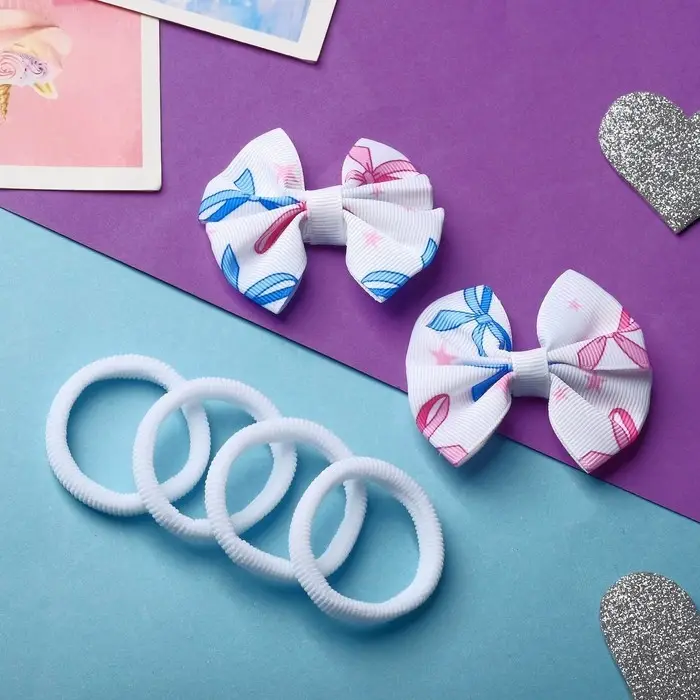 Набор для волос «Карапунька», 4 резинки, 2 зажима, бантики нежность, белый Набор для волос «Карапунька», 4 резинки, 2 зажима, бантики нежность, белый