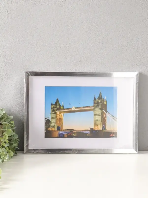 Фоторамка для фото 21х30 см, с паспарту 15х21 см, Lumo, серебро