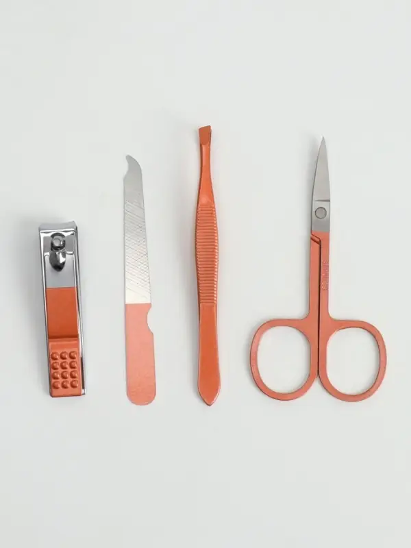 Набор маникюрный, 4 предмета, в футляре, розовый