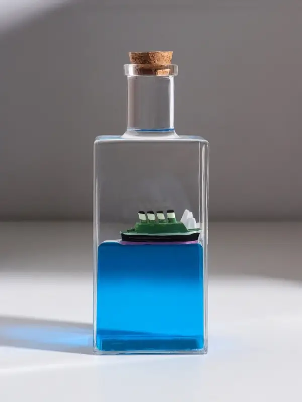 Корабль в жидкости, антистресс "Лайнер" в бутылке, 17 см