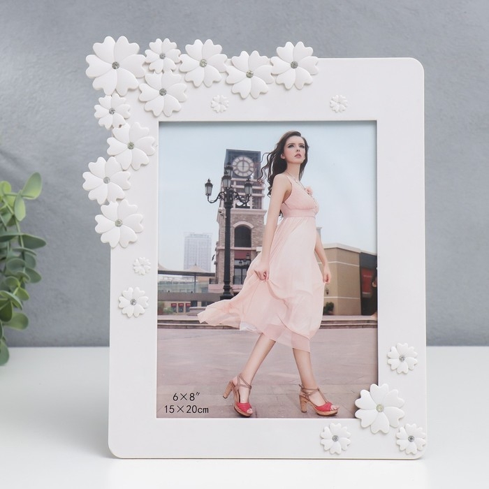 Фоторамка пластик 15х20 см Фоторамка пластик 15х20 см "Незабудки" белая, стразы 27х22 см