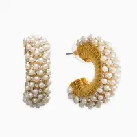 Серьги жемчуг "Россыпь", ссв, цвет белый в золоте