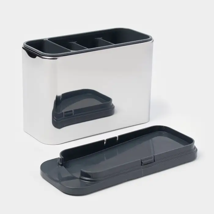 Подставка для столовых приборов Magistro &laquo;Металлик&raquo;, 4 отделения, по верху 18&times;8.3&times;13.7 см, пластик, нержавеющая сталь