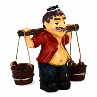 Садовая фигура из полистоуна &laquo;Дедушка с ведрами&raquo;, 20&times;7&times;19 см, Greengo
